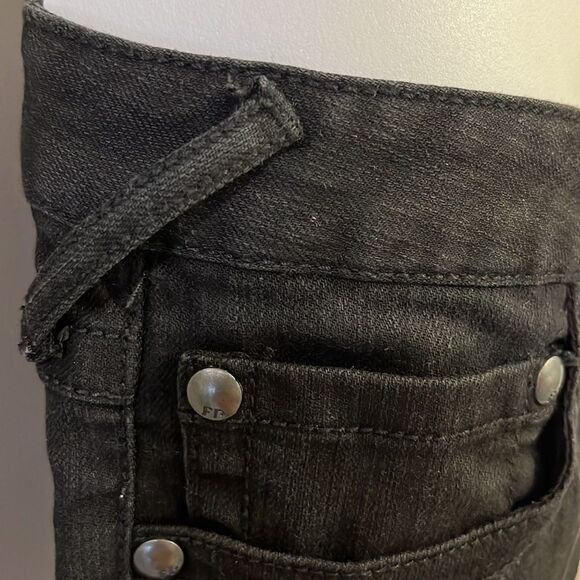 Free People Black Vertical Textured Straight 5 Pocket Button/ZipUp Jeans-Size 29 - Picture 8 of 14